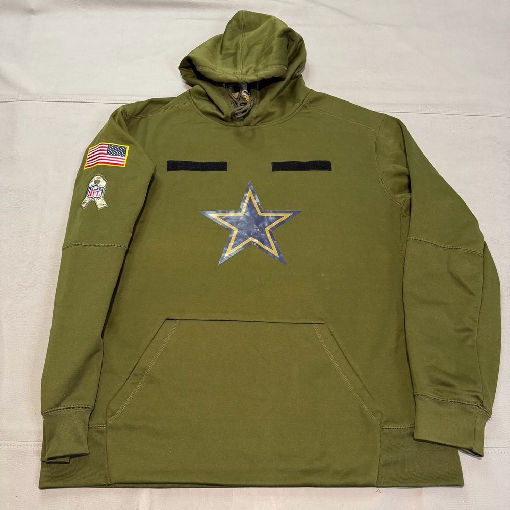 Nike NFL Onfield Apparel Dallas Cowboy Green Salute Service Hoodie SweatshirtXXL